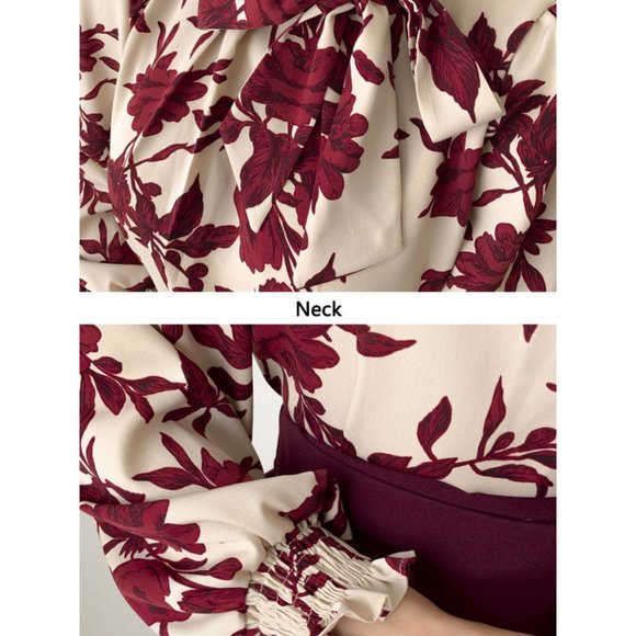 Women Suits Print Long Lantern Sleeve Shirt and Skirt Set - Picture 7 of 9